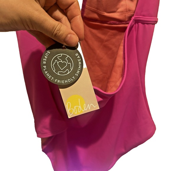 Boden Ithaca Halter Swimsuit Swim One Piece Women US 12 New Pink Ruffle Vibrant - Picture 6 of 10